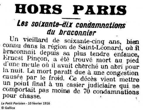 Hors Paris Les soixante-dix condamnations du braconnier